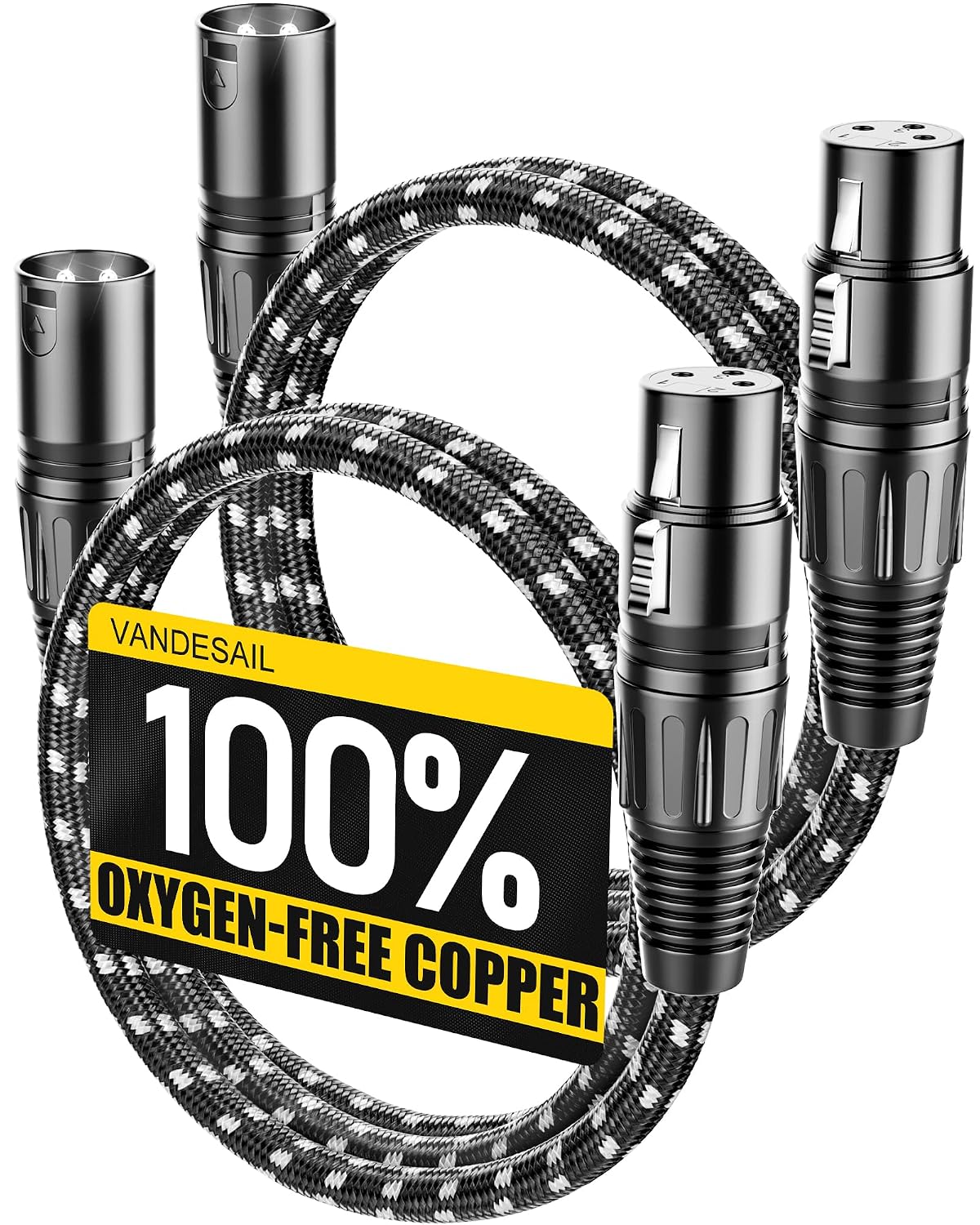 XLR Cables 6ft 4 Pack,XLR Microphone Cable,OFC Balanced Shielded