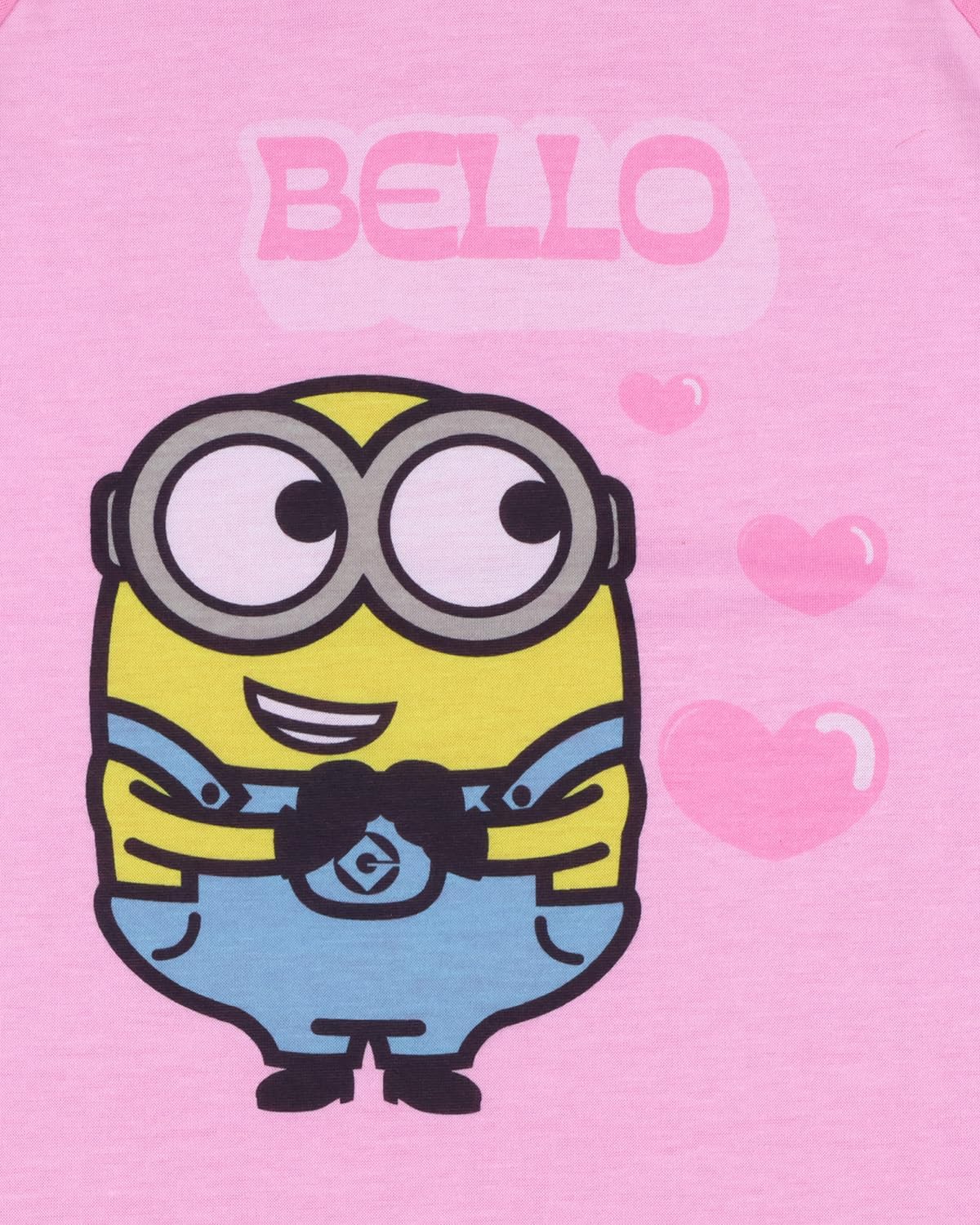 INTIMO Despicable Me Girls' Minions Bello Hearts Sleep Lounge Pajama Shirt and Pants Set