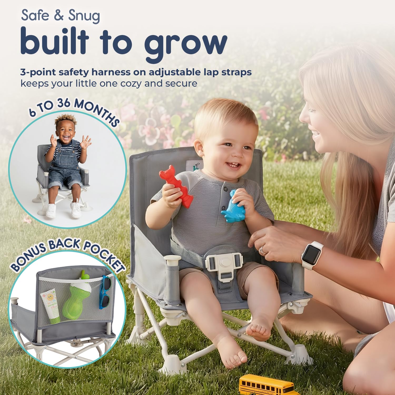 OmniBoost Booster Seat with Tray, Travel High Chair, Baby Chair, Grey