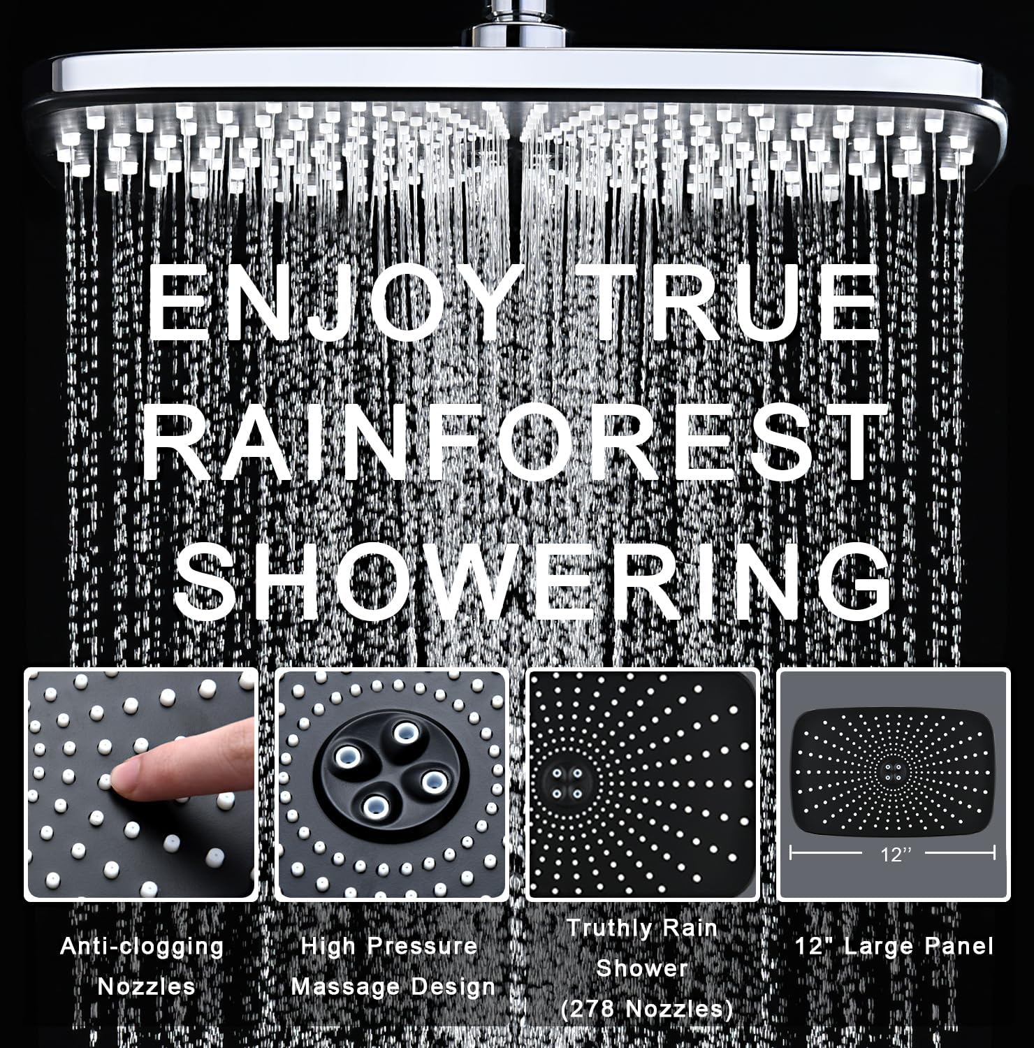 Rain Shower Head with Handheld Showerhead, Chrome 1.8GPM 460311
