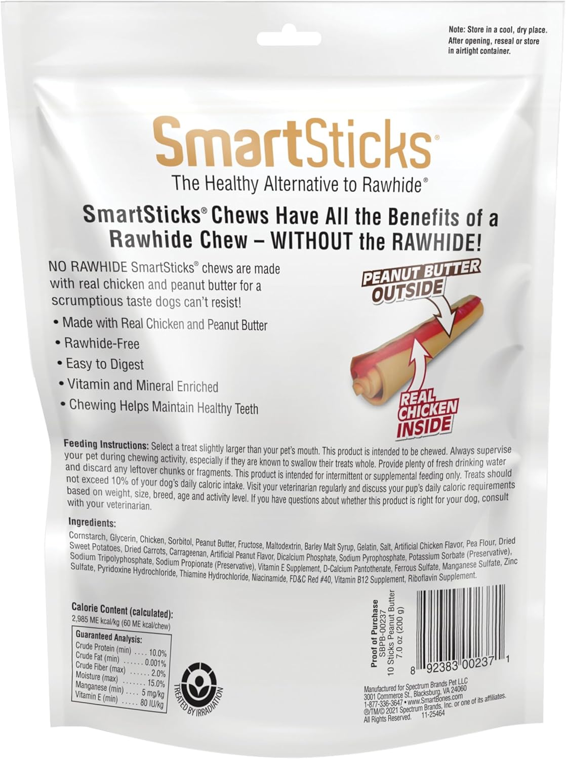 SmartBones SmartSticks Rawhide-Free Dog Treats, Peanut Butter, 10 Count