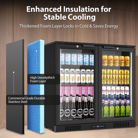 ORYMUSE 36 Inch Commercial Back Bar Cooler, Under Counter Beverage Fridge
