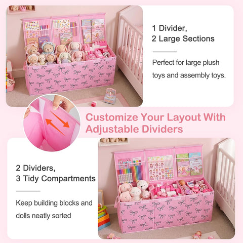 Toy Box with Adjustable Divider Large Toy Chest Storage for Nursery Kidroom