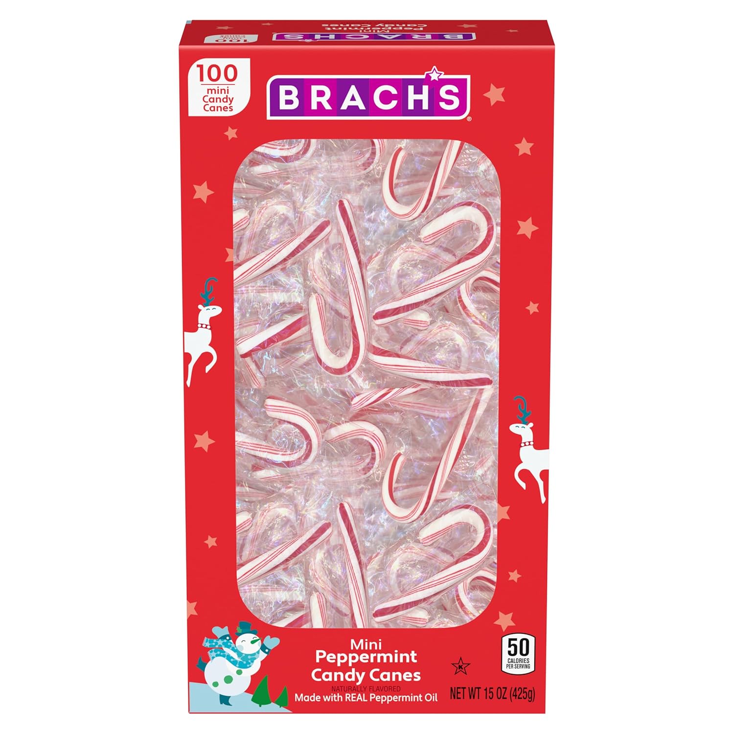 Brach's Mini Peppermint Christmas Candy Canes, 15 oz, 100 Ct