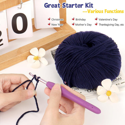 Katech Cotton Acrylic Blend Yarn for Crocheting-Crochet Yarn(Deep Blue