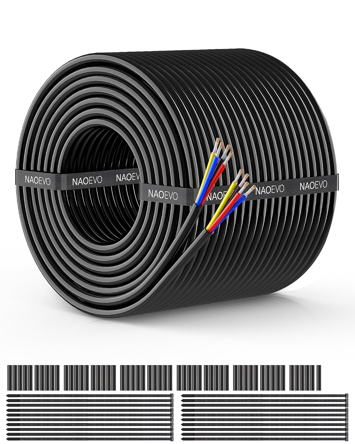 NAOEVO 14 Gauge Wire 4 Conductor, 14 Gauge Automotive Wire 12V Cable, 100FT