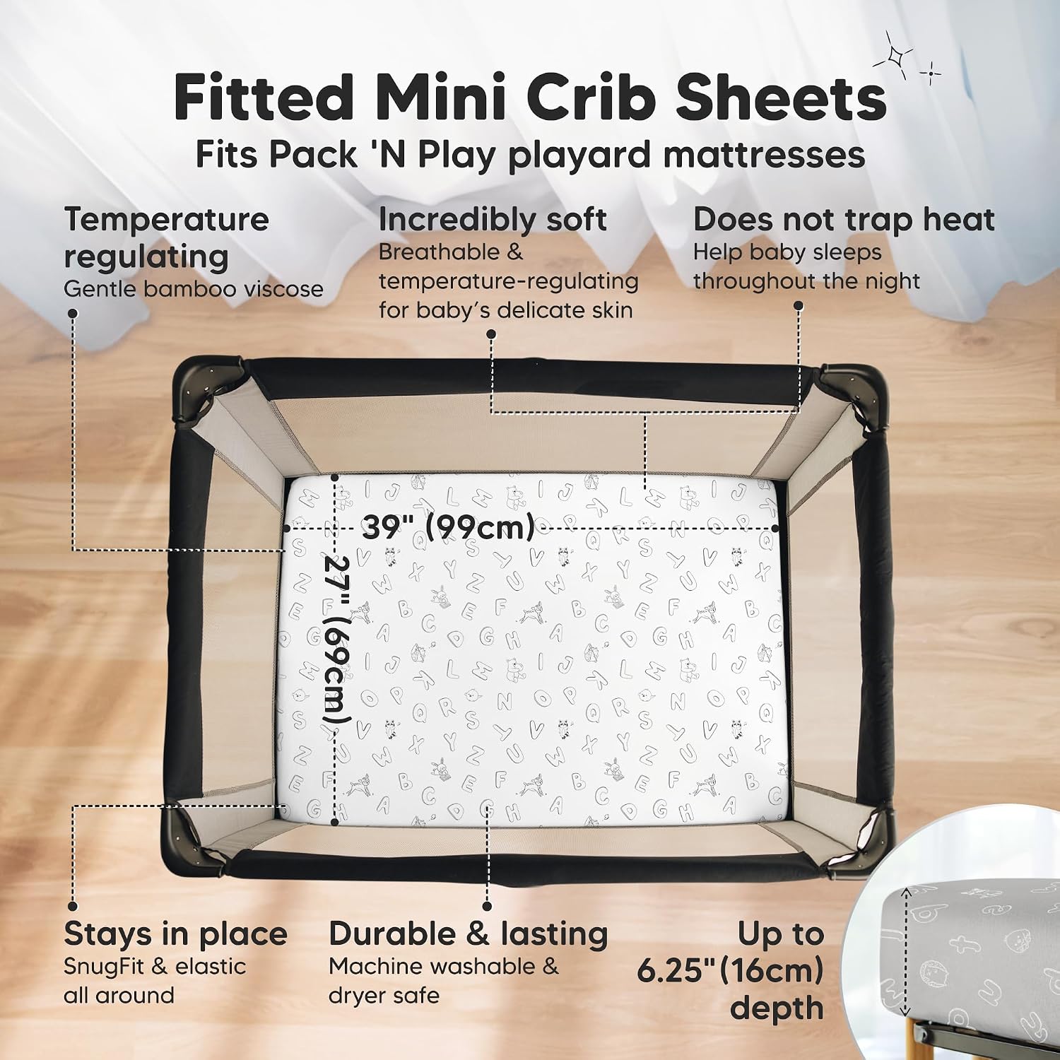 Pack and Play Sheets Fitted 2pk Mini Crib Sheet Pack N Play, ABC Land