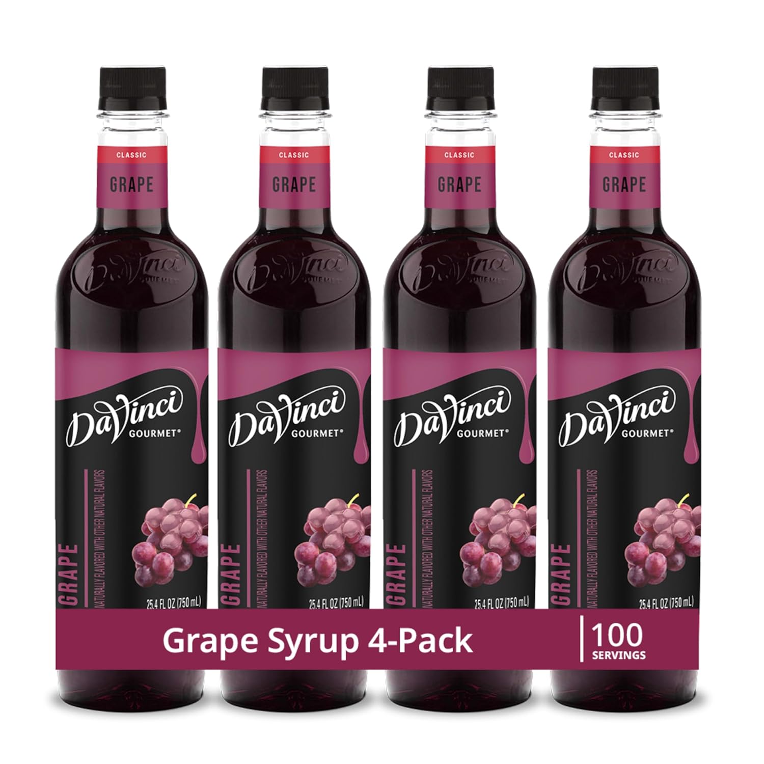 DaVinci Gourmet Grape Syrup, 25.4 Fluid Ounces (Pack of 4)