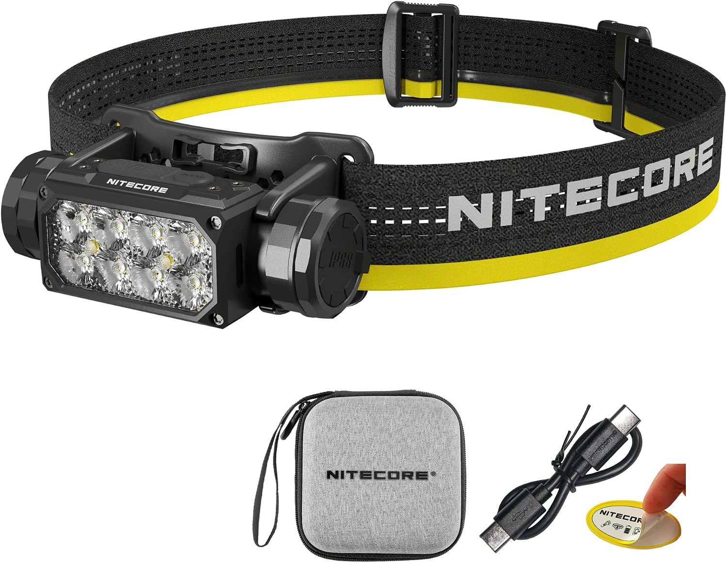 Nitecore HC65 UHE Headlamp, 2000 Lumen Max Heavy Duty Metal, USB-C Rechargeable with White, Red, and Reading Lights for Camping, Hiking, Hunting, and Industrial Works (Black)