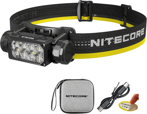 Nitecore HC65 UHE Headlamp, 2000 Lumen Max Heavy Duty Metal, USB-C Rechargeable with White, Red, and Reading Lights for Camping, Hiking, Hunting, and Industrial Works (Black)