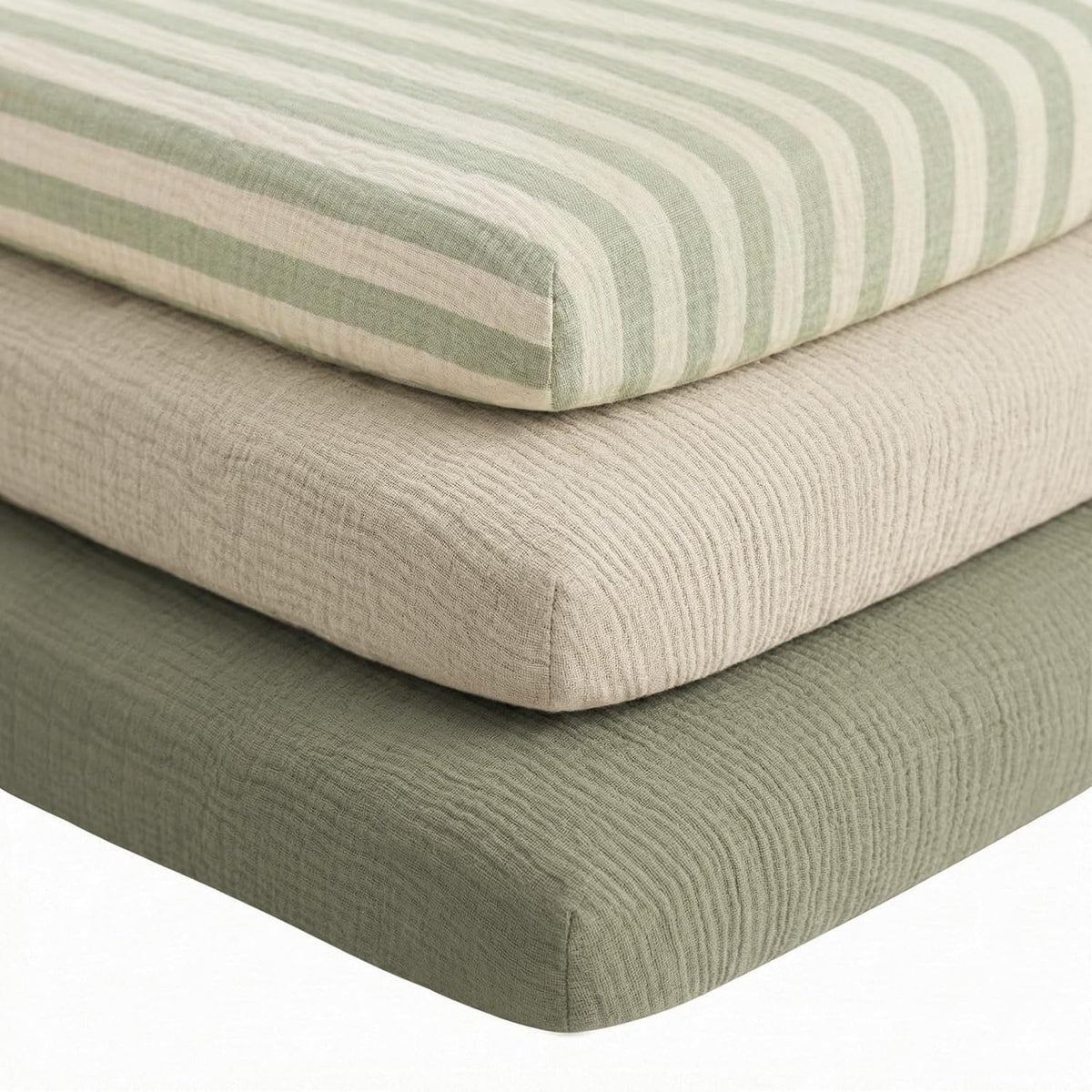 Niceye Muslin Bassinet Sheets 3-Pack for Bedside Sleepers, 33" x 21"