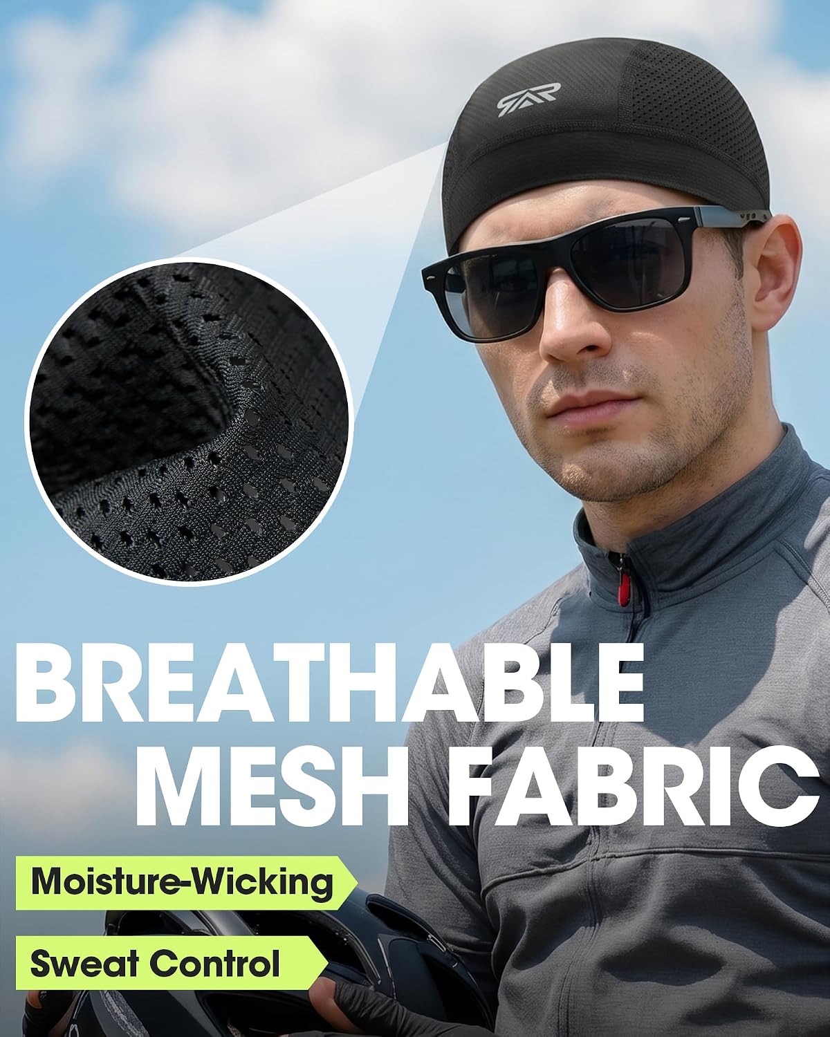 3-Pack Breathable Mesh Skull Cap Sweat Control Helmet Liner