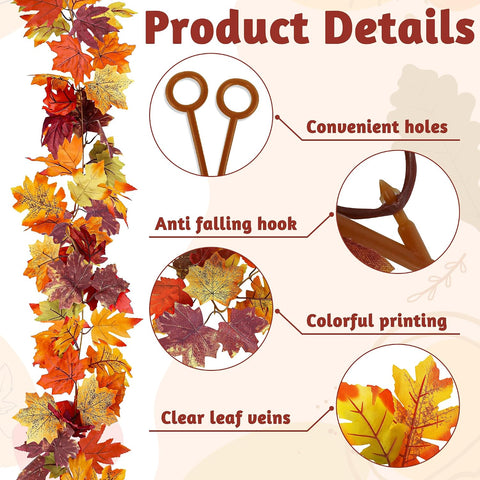 11.8FT 2Pack Fall Garland for Thankgiving Decorations for Home Mantle Decor