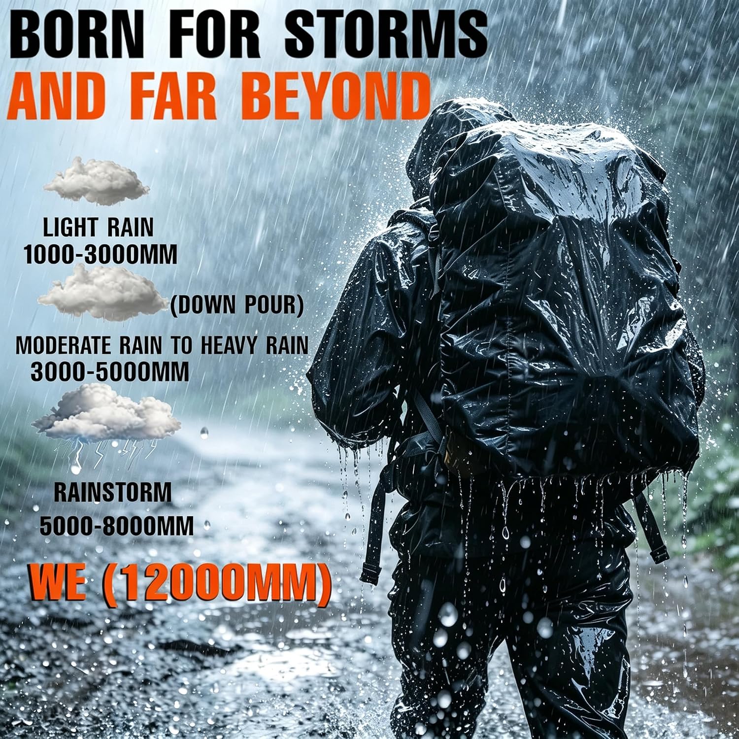 Joy Walker 12000mm Waterproof Backpack Rain Cover for Hiking Camping Travel