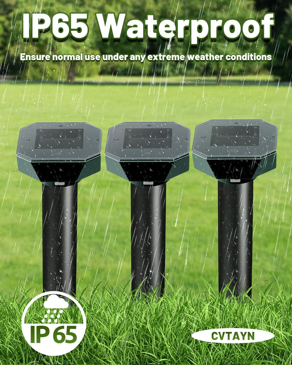 Snake & Mole & Rabbit & Skunk Repellent Solar Powered, Upgraded Ultrasonic Deterrent, IP65 Waterproof, Gopher Groundhog Chipmunk Raccoon and Vole Repellent & Deterrent for Lawn & Garden, 4 Pack