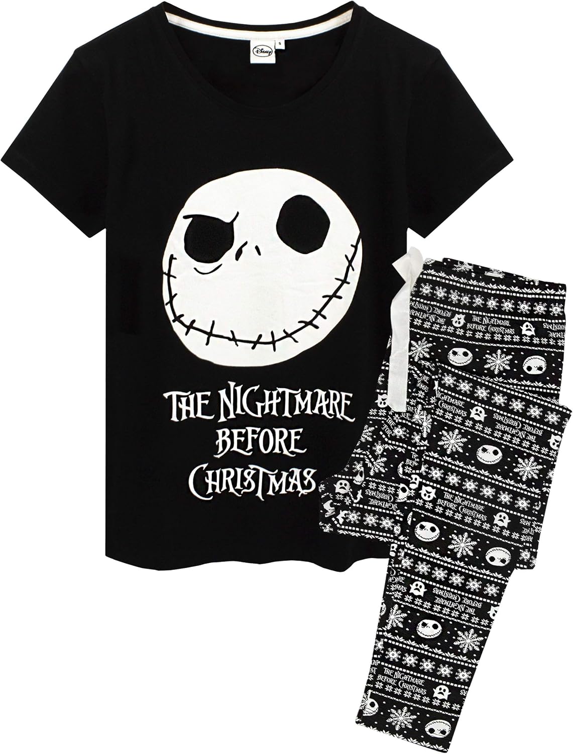 Disney The Nightmare Before Christmas Pajamas Womens Skellington PJ Top Trousers Ladies Sleepwear