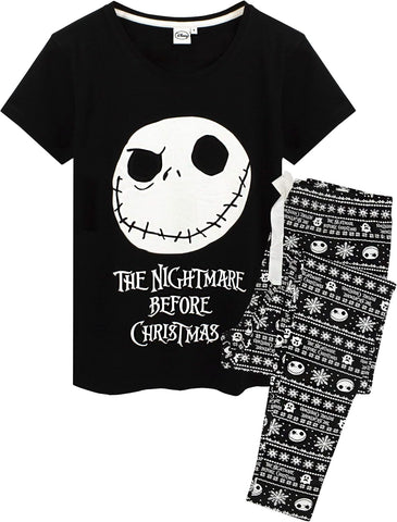 Disney The Nightmare Before Christmas Pajamas Womens Skellington PJ Top Trousers Ladies Sleepwear