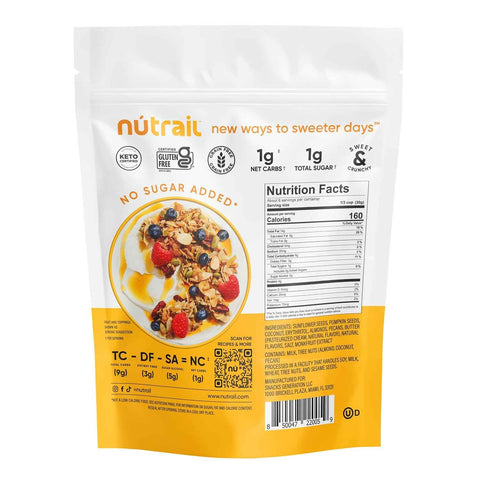 NuTrail Nut Granola Cereal, Honey Nut, No Sugar Added, Keto, Low Carb, Gluten Free, Grain Free, Healthy Breakfast 8 oz. 6 Count