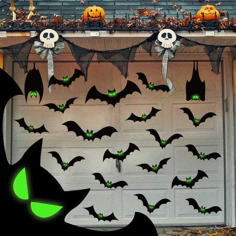 Halloween Garage Door Decorations Magnetic Bats with Glowing Eyes