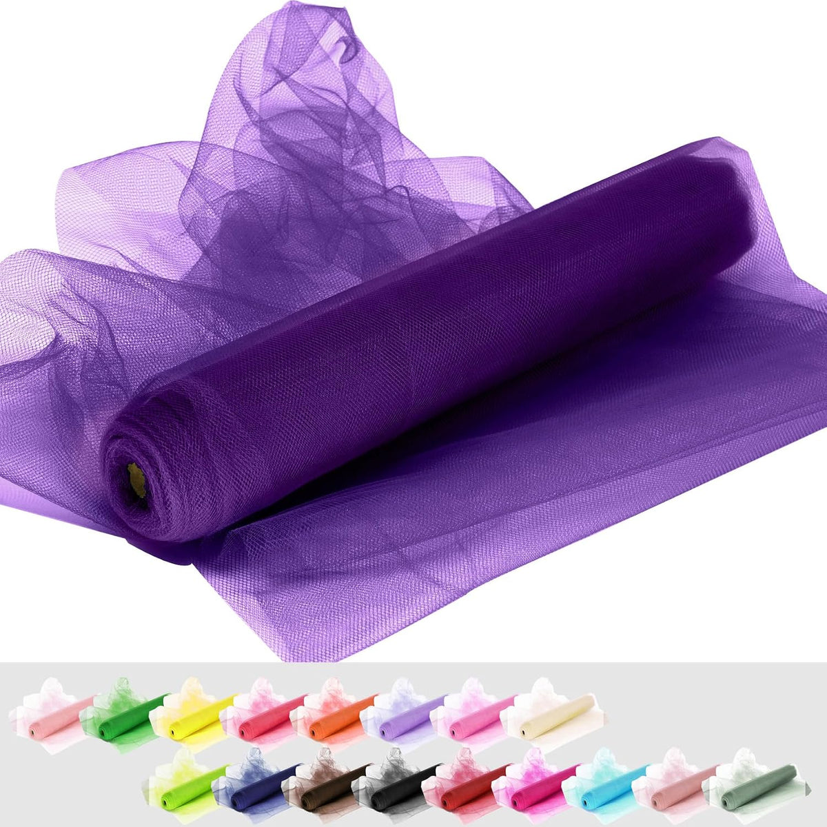 Tulle Fabric Rolls 54 Inch 10 Yards Tulle Ribbon Spool Bolt, Purple