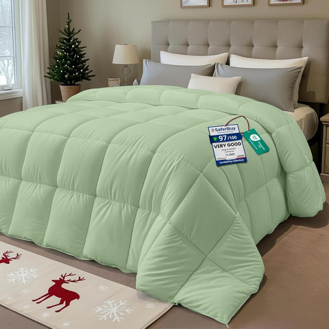 Utopia Bedding Comforter Duvet Insert, Quilted Comforter with Corner Tabs, Box Stitched Down Alternative Comforters (Sage Green, King UK)