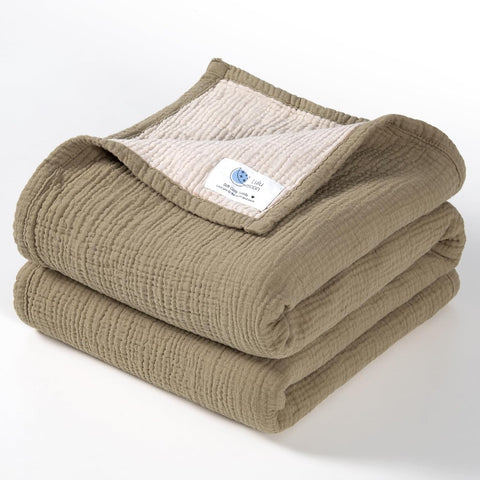 lulumoon Muslin Baby Blanket Neutral: Cotton Toddler Blanket for Daycare