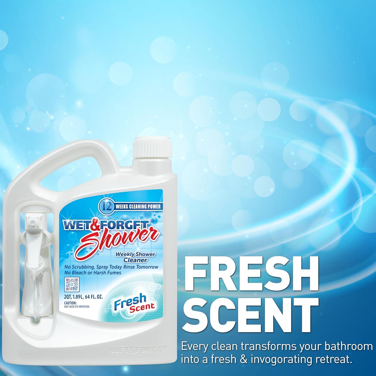Wet & Forget Shower Cleaner Spray, No Scrub, Fresh Scent, 64 Fl Oz
