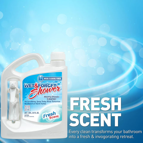 Wet & Forget Shower Cleaner Spray, No Scrub, Fresh Scent, 64 Fl Oz