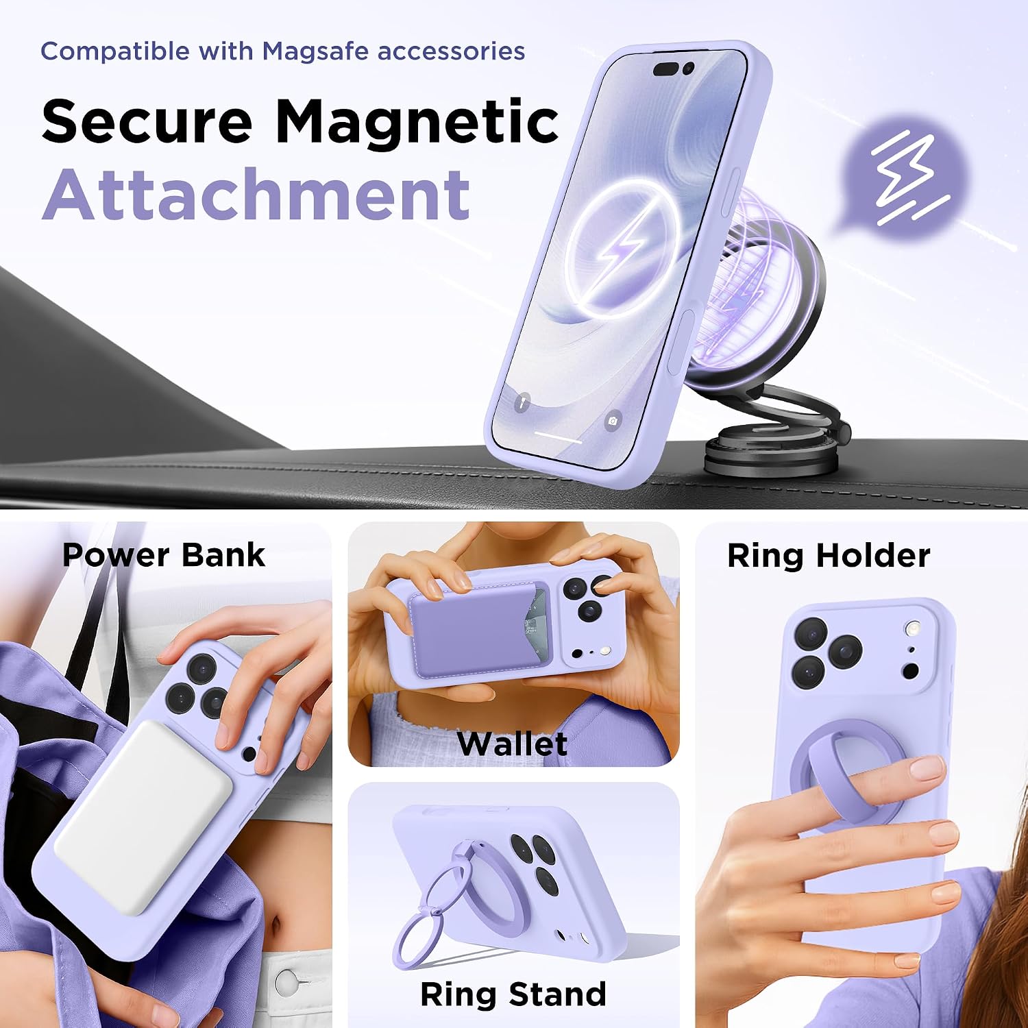 GolbinBox Magnetic for iPhone 17 Pro Max Case, Silicone Cover, Lilac