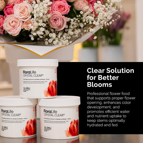 FloraLife Crystal Clear Flower Food Powder for Fresh-Cut Flowers - 10 oz