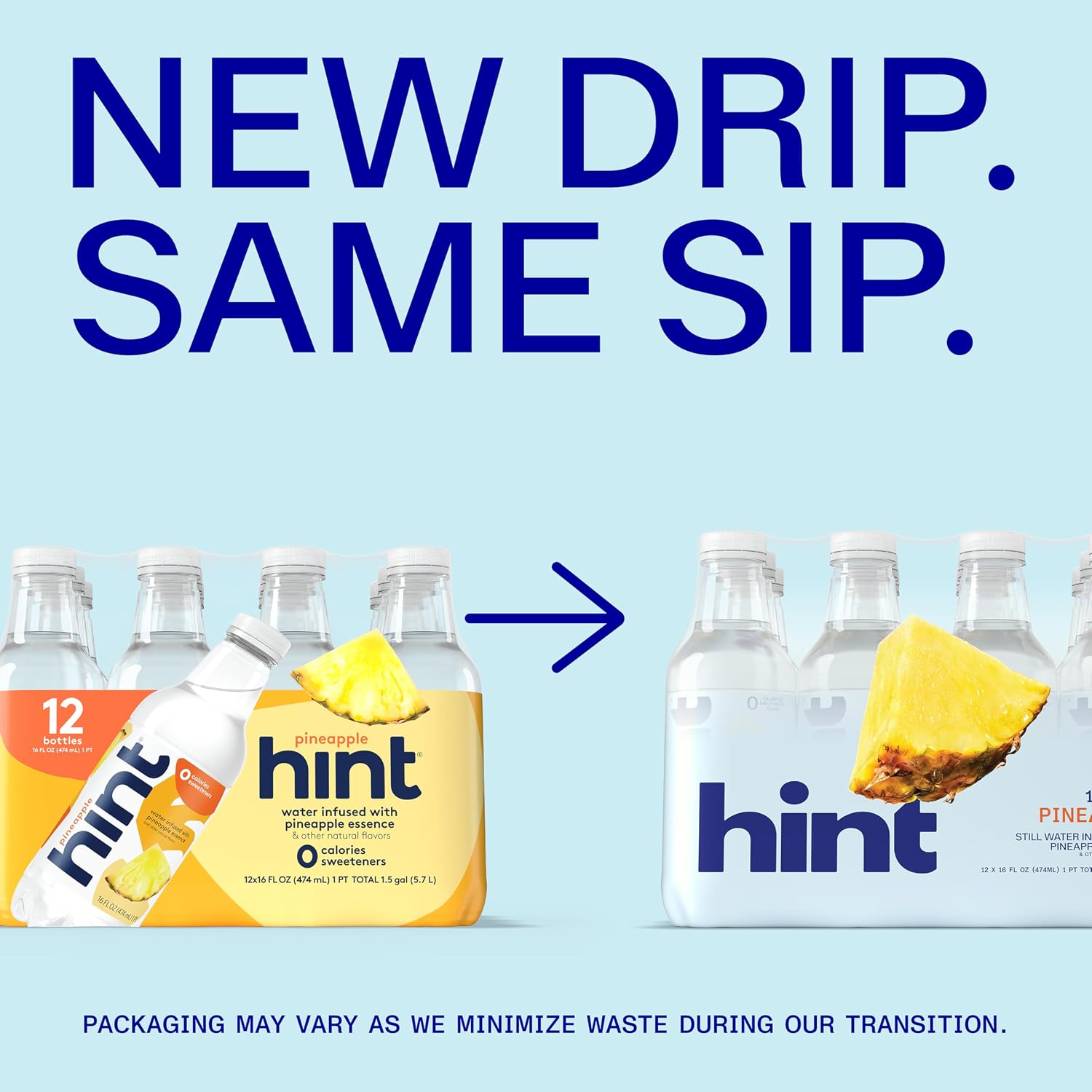 Hint Flavored Water Zero Sugar 0 Calories - Pineapple 16 FL Oz (12 pack)