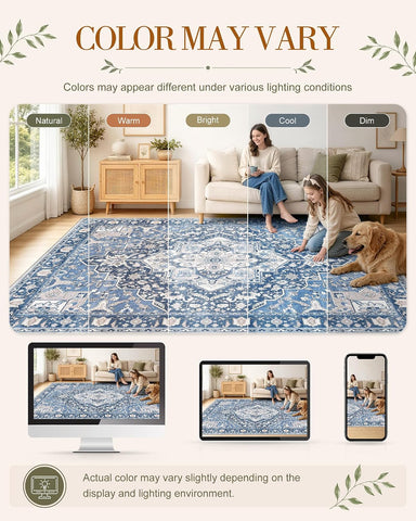 OLANLY 2x4 Washable Accent Rug Non Slip Carpet for Entryway Kitchen Bedside