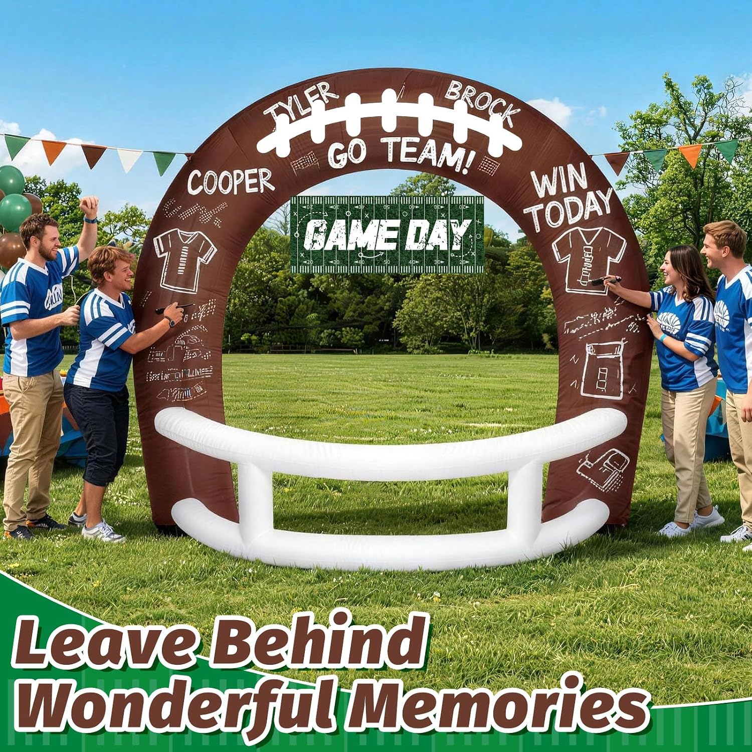 8FT Brown White Inflatable Football Helmet Arch with LED Lights