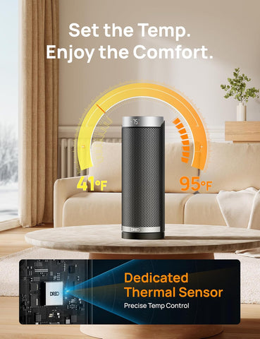 DREO 1500W Electric Space Heater with Remote for Large Room Bedroom,16 Inch