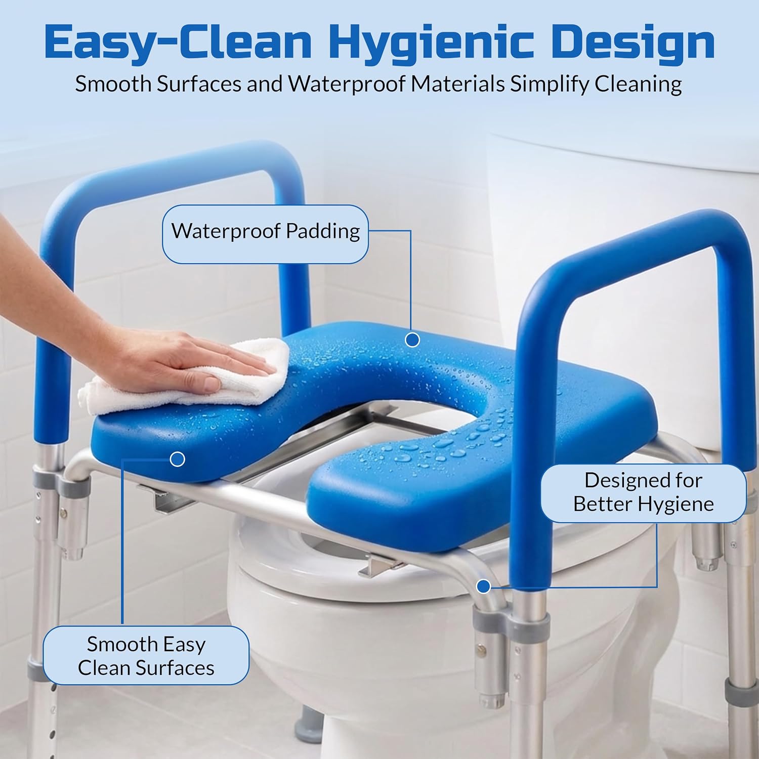 Ultimate Raised Toilet Seat with Handles, Padded, Armrests, Adjustable Height, Premium Elevated Toilet Seat for Elderly Bathroom Safety with Arms, Standard and Elongated Toilets