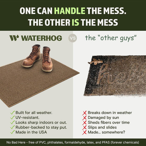 WaterHog Squares Heavy Duty Front Door Mat, 23"x35.5", Camel