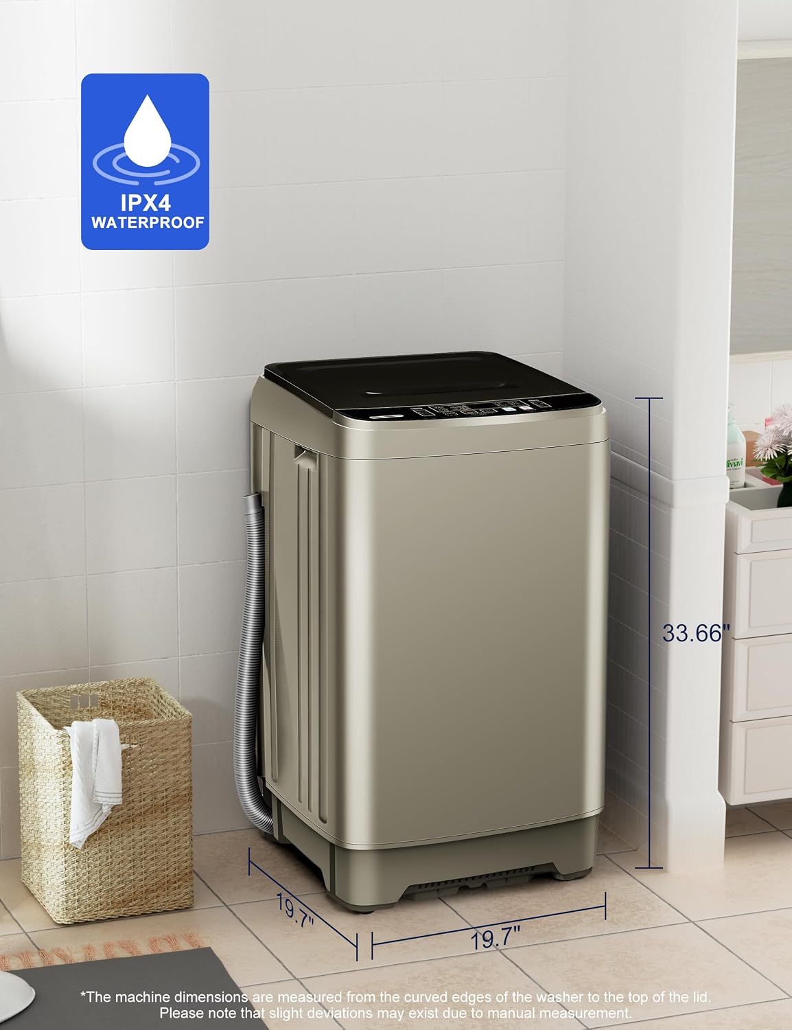 Portable Washing Machine - 1.7 Cu. ft. Top Load Compact Washer - Gold
