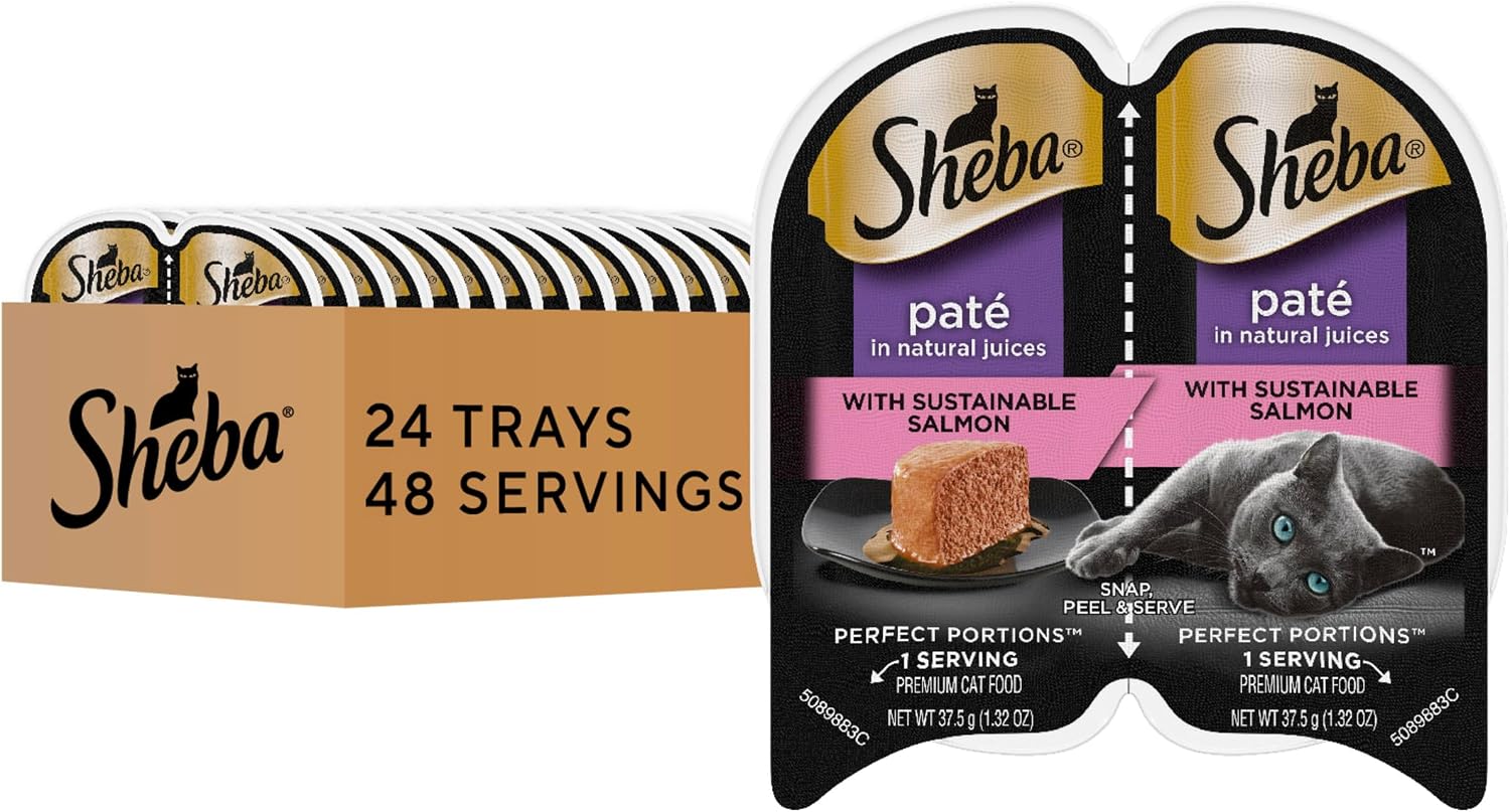 Sheba Perfect Portions Pate Wet Cat Food, Sustainable Salmon, 2.6 oz, 24 ct
