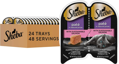Sheba Perfect Portions Pate Wet Cat Food, Sustainable Salmon, 2.6 oz, 24 ct