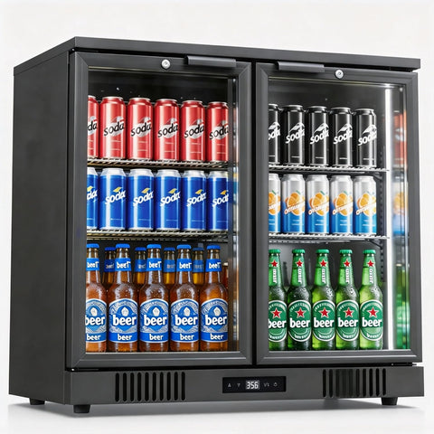 Malphi 36 Inch Back Bar Cooler 2 Door 216 Can Black