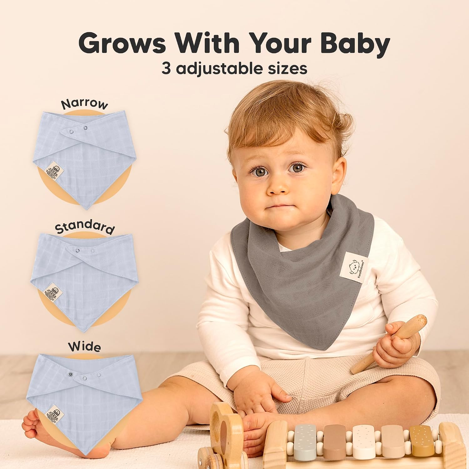 8-Pack Muslin Baby Bibs for Drooling, Teething Bandana Bibs 0-36M (Nimbus)