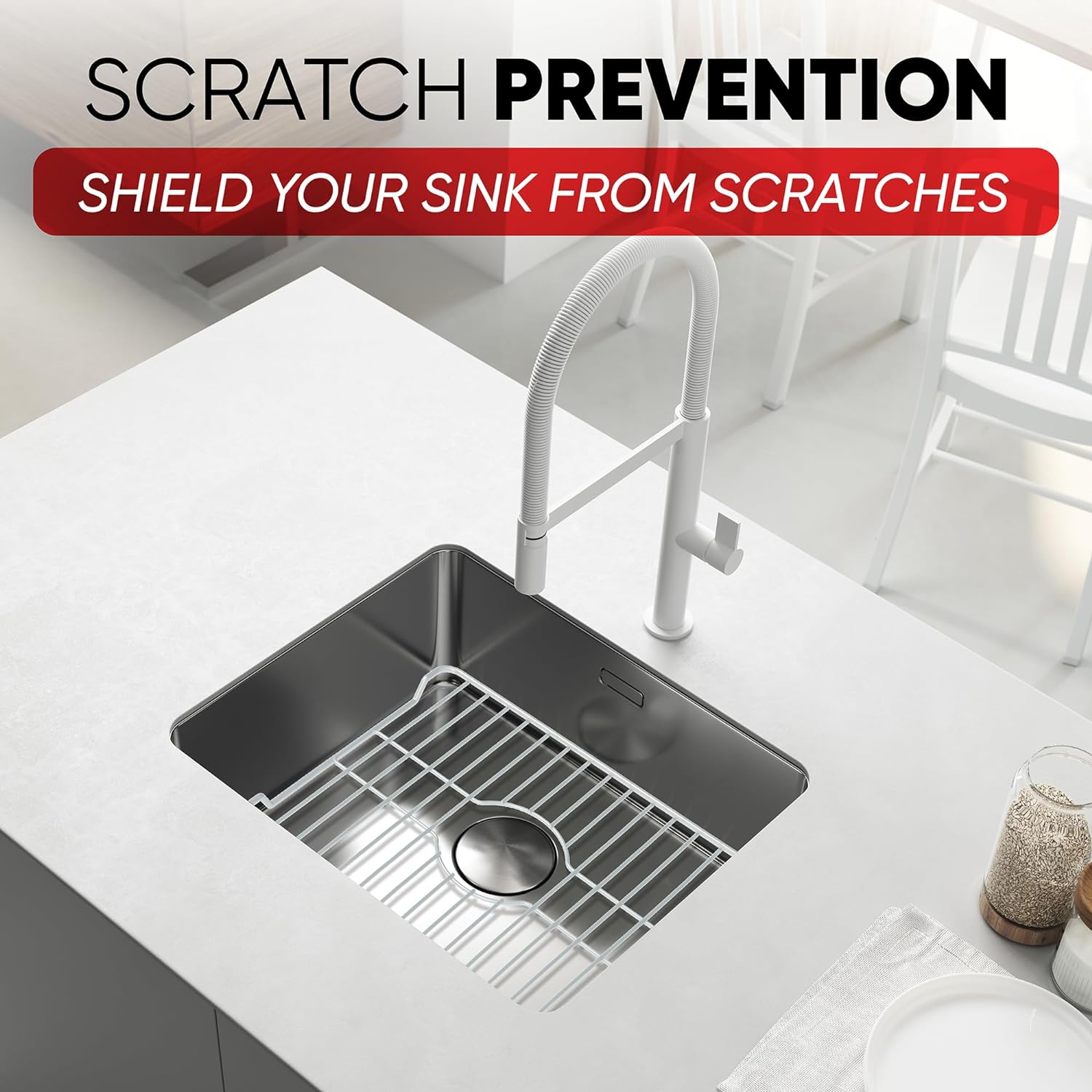 Better Houseware Sink Protectors for Kitchen Sink, Protective Metal Grid, 12x10.25x1 inches, Almond Kitchen Sink Mat to Shield Sink Base from Scratches, Rust-Resistant Coating, 2 pack, S