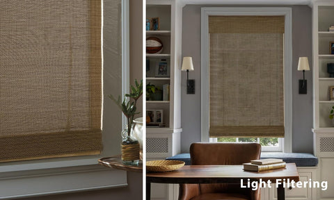 LazBlinds No Drill Cordless Bamboo Roman Shades, 24" W × 64" H, Acorn