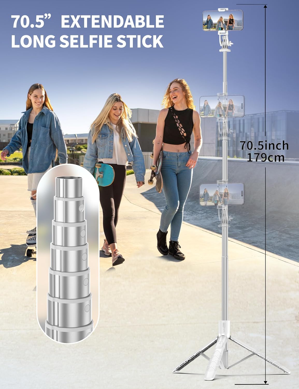 71" Selfie Stick, Smartphone Tripod Stand All-in-1 with Remote, Travel Tripod for iPhone, Extendable Cell Phone Tripods for Selfie/Video Recording/Photo/Live Stream/Vlog