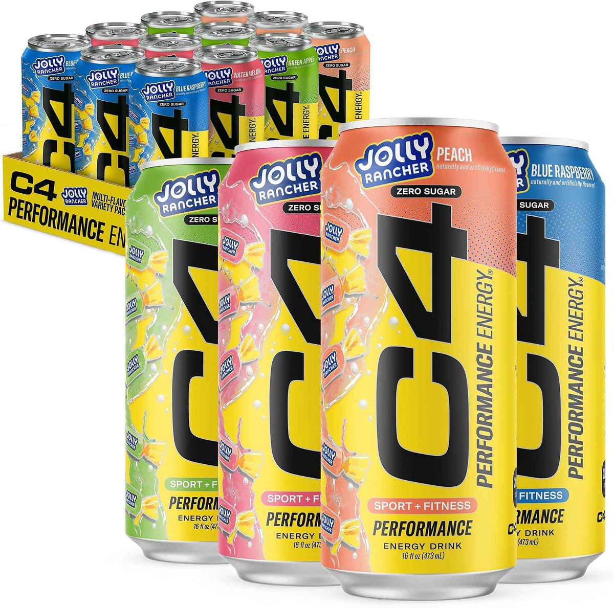 C4 Performance Energy Drink, Jolly Rancher Variety Pack, 16 Fl Oz 12pk