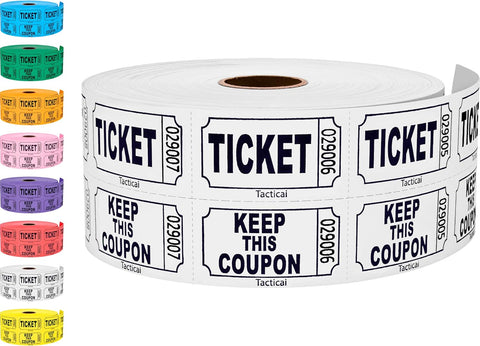 Tacticai 1000 Raffle Tickets, 50/50 Double Roll, White
