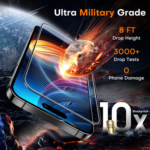TOCOL for iPhone 16 Plus/15 Plus Screen Protector 9H Hardness Military Grade Shatterproof HD Tempered Glass Full Coverage Easy Installation Case Friendly 2 Pack