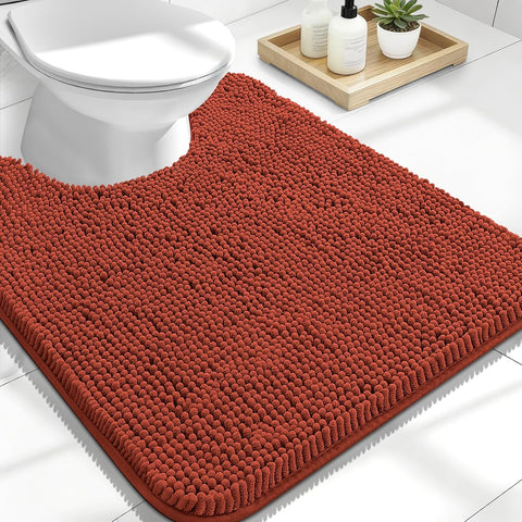 OLANLY Toilet Rugs U-Shaped 24x20, Soft Absorbent Chenille Contour Rugs