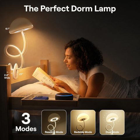 Shroommate Dorm Room Essential Clip On Bed Light for Dorm Room - White
