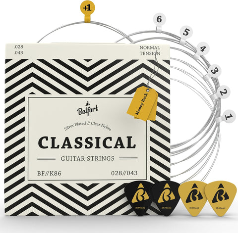 BELFORT Classical Guitar Strings – Nylon Silver-Wound 6-String Set